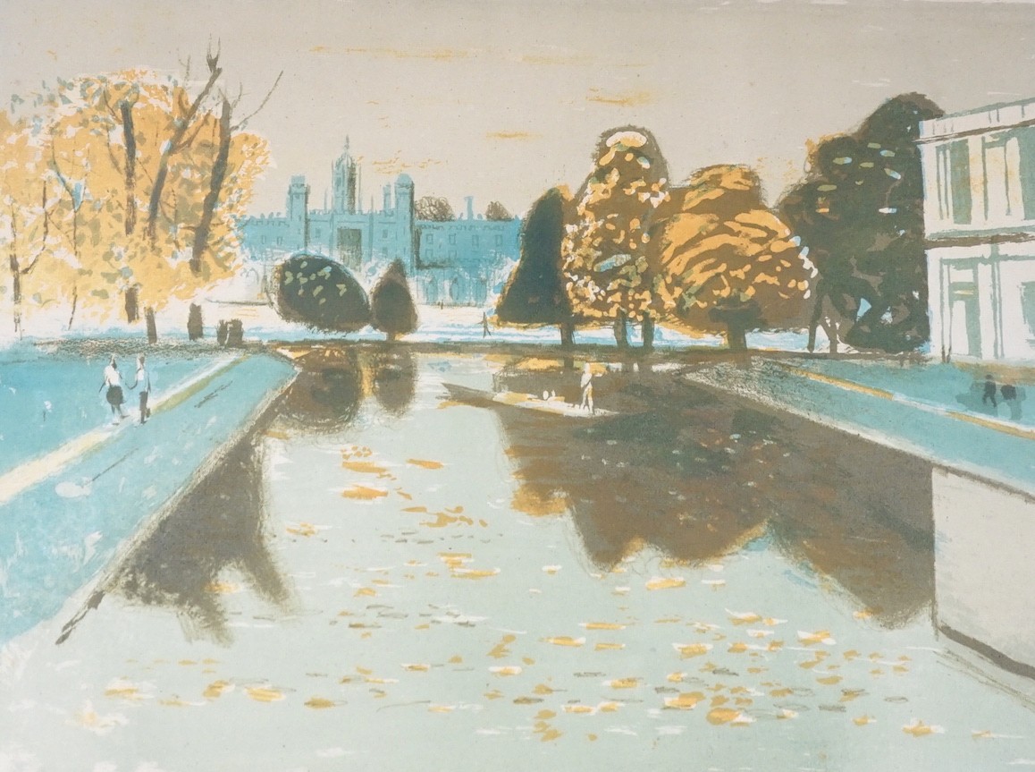 Edwin La Dell (1914-1970), lithograph, 'St John's College, Cambridge', signed in pencil, 17/75, 36 x 48cm